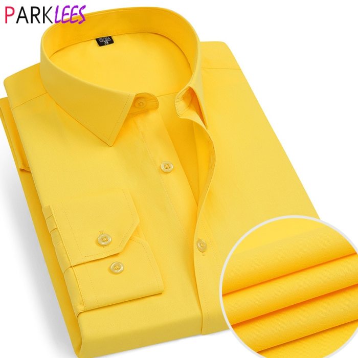 Mens yellow floral dress shirt